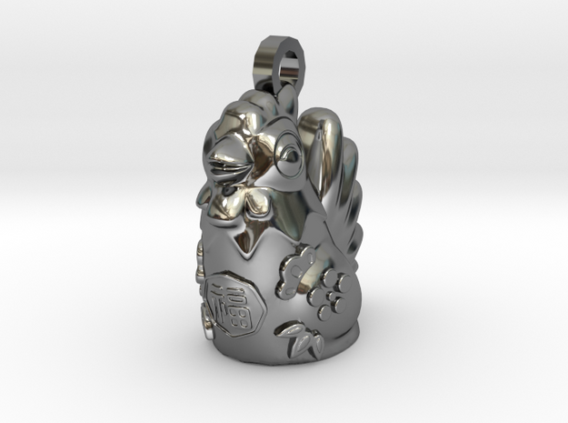 Rooster Charm by Gsyan in Fine Detail Polished Silver