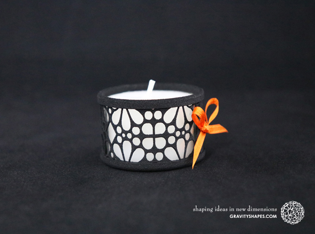 Small tealight holder with Mosaic-3 in Black Natural Versatile Plastic