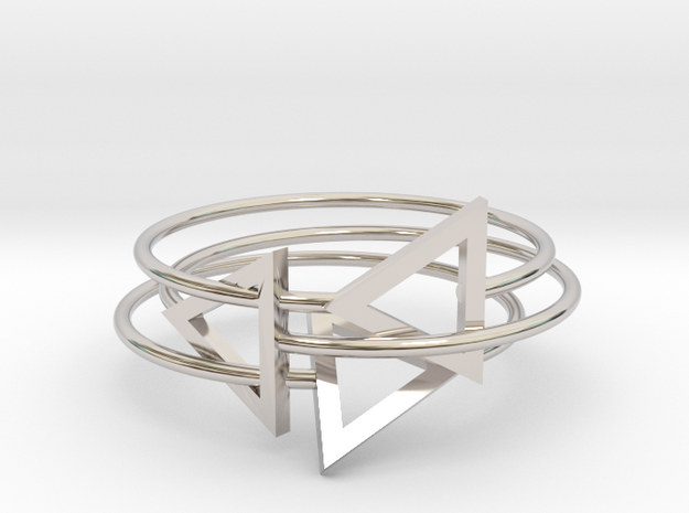 Triangles Ring in Rhodium Plated Brass