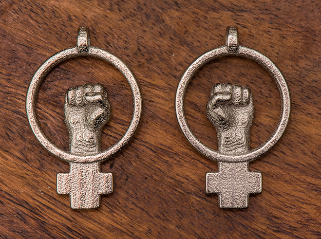 Womens Rights Symbol Earrings in Polished Nickel Steel