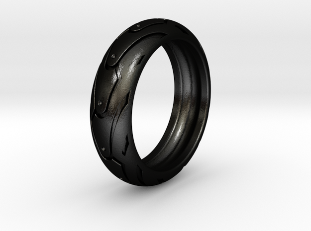 Motorcycle tire ring. Size 18.5 mm (US 8 1/2) in Matte Black Steel