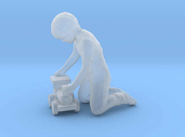 Child Kneeling w/Toy Train in Smoothest Fine Detail Plastic: 1:64 - S