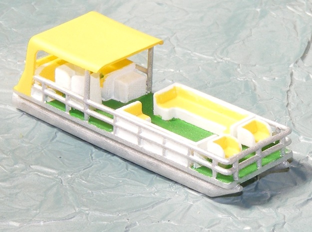 Pontoon Boat - Nscale in Gray Fine Detail Plastic