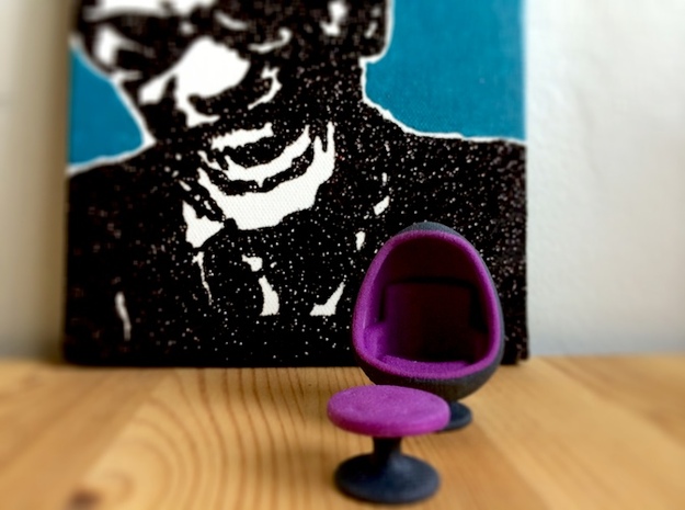 Egg Chair Dome: Purple & Black (1:24 Scale) in Full Color Sandstone