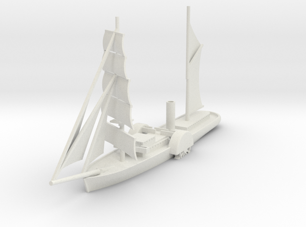 Sailing Paddle Steamer version 2 in White Natural Versatile Plastic: Medium