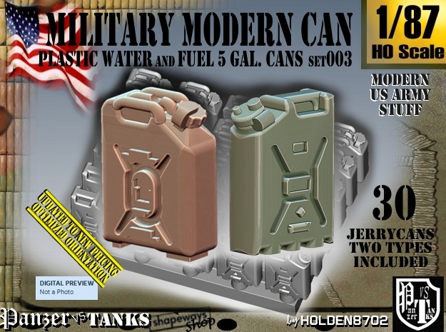 1/87 Modern Military FUEL+WATER Can Set003 in Tan Fine Detail Plastic
