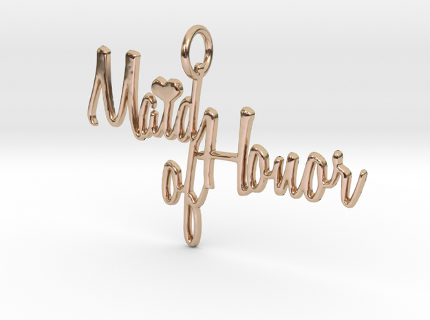 Maid of Honor Heart Pendant in 14k Rose Gold Plated Brass