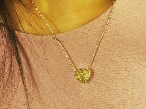 Floating Heart Pendant  in 14k Gold Plated Brass