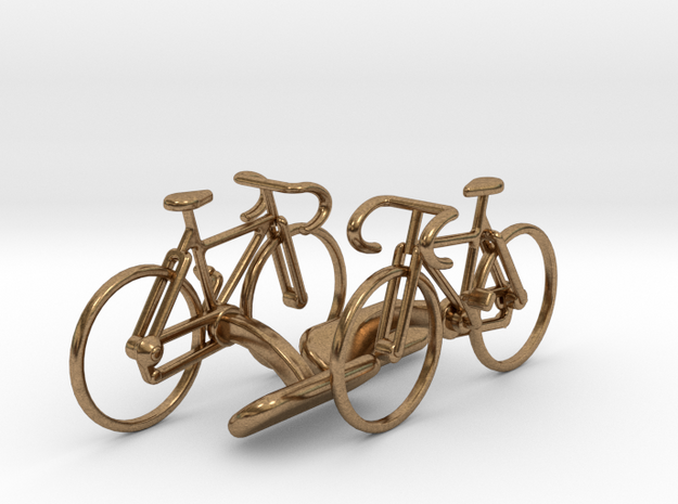 Racing Bicycle Cufflinks in Natural Brass