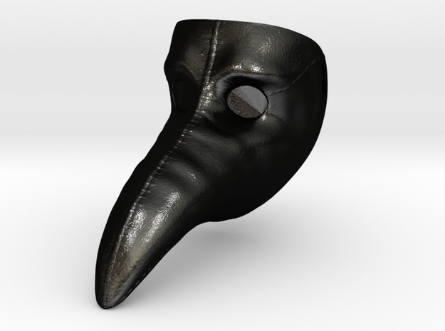 Plague doctor mask pendant in Matte Black Steel
