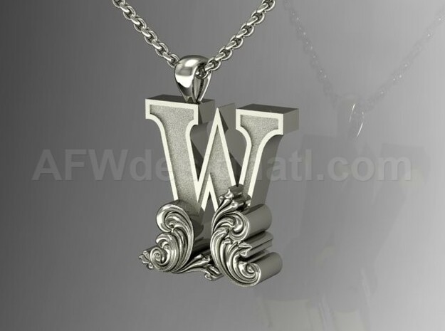 Scroll Letter W – Initial Letter Pendant