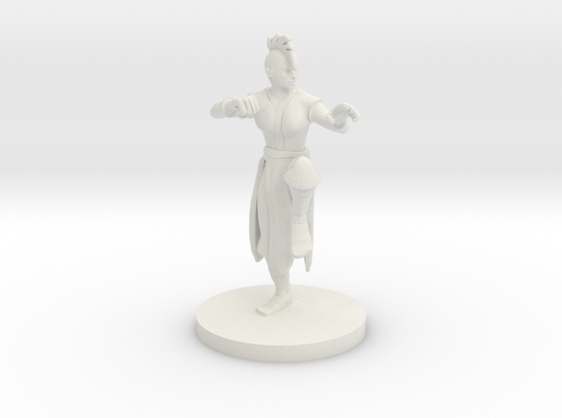 Human Female Monk with Mohawk Cut in White Natural Versatile Plastic