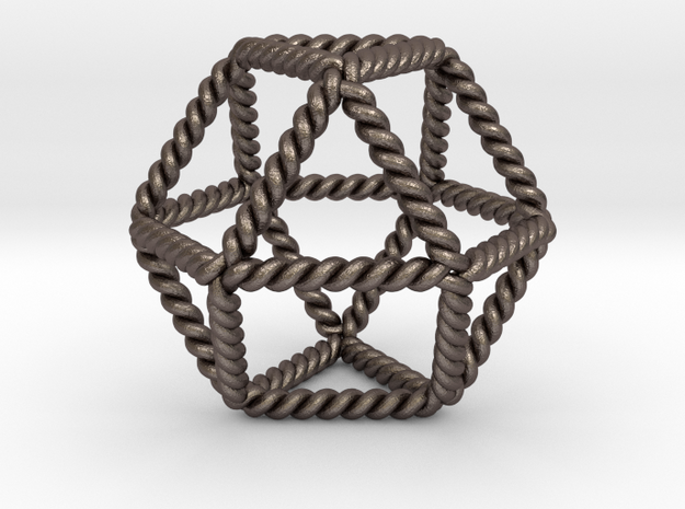 Twisted Cuboctahedron LH 2"  in Polished Bronzed Silver Steel