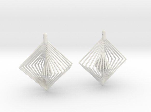 Earrings 20 squares in White Natural Versatile Plastic