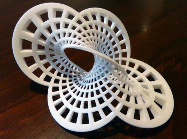 Round Möbius Strip in White Natural Versatile Plastic