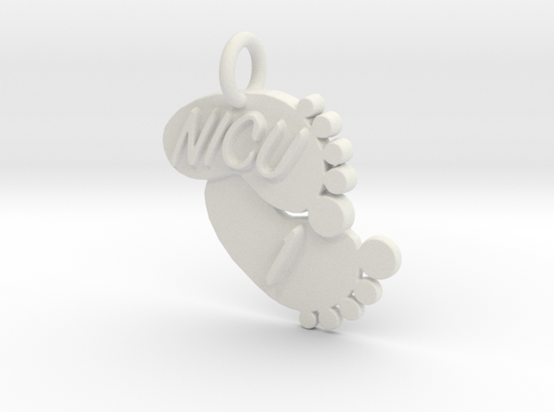 NICU 1 Keychain in White Natural Versatile Plastic