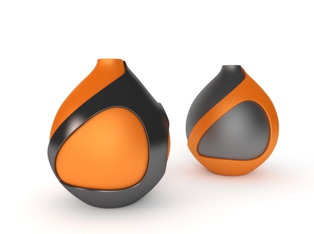 Tulip shaped single flower pot 1 in Orange Processed Versatile Plastic