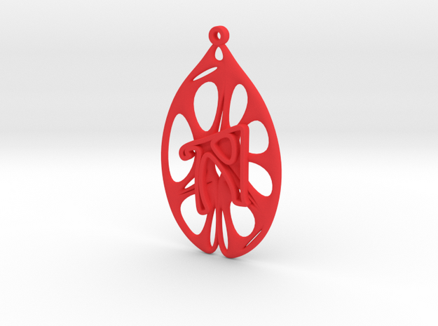 Personalised Voronoi Catenoid Curve Earring (001) in Red Processed Versatile Plastic