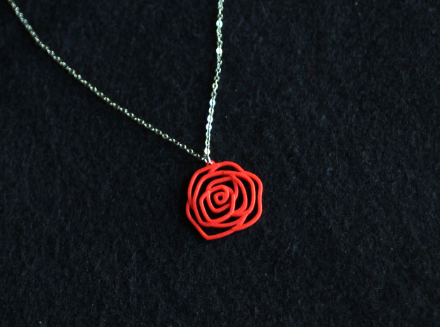 Rose pendant in Red Processed Versatile Plastic