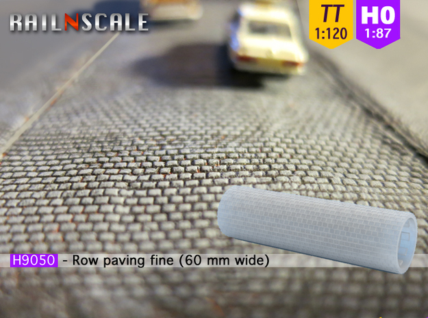 Row paving fine 60 mm wide (TT 1:120 - H0 1:87) in Tan Fine Detail Plastic