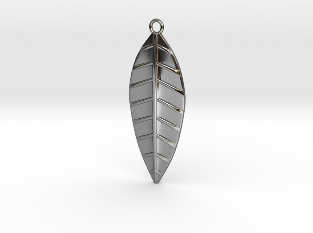 The Palm Leaf Pendant in Fine Detail Polished Silver
