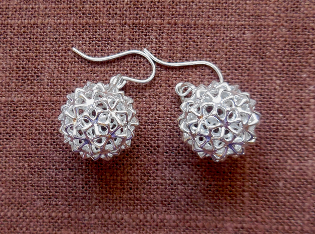 Snowballs - Earrings in Cast Metals in Polished Silver