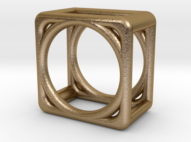 Simply Shapes Rings Cube in Polished Gold Steel: 4.75 / 48.375