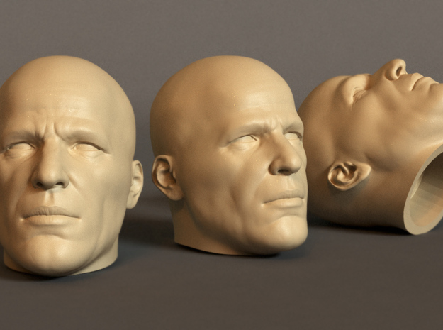 Generic Male Head 1/6 scale figure - Variant 08 in White Processed Versatile Plastic: Small