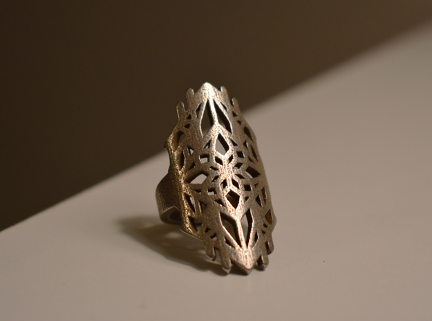 Gothic Ring in Polished Bronzed Silver Steel: 8.5 / 58