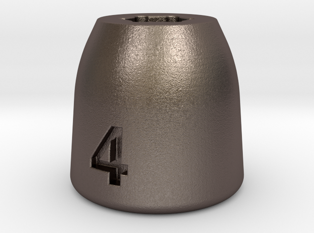 Ultra compact 4mm socket. Stainless steel. in Polished Bronzed Silver Steel