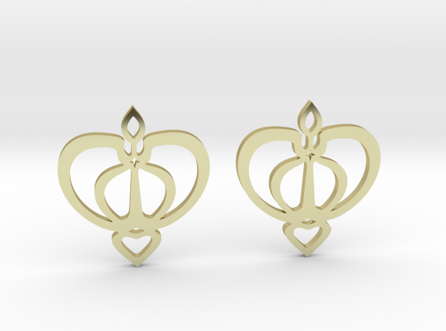 Earrings with a heart motif in 18k Gold Plated Brass