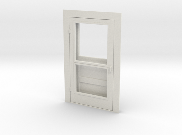 Door, Single with Screen, 47in X 82in, 1/32 Scale in White Natural Versatile Plastic