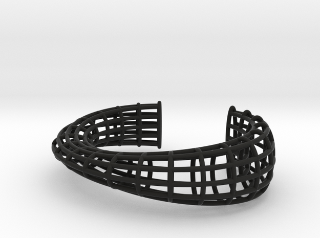 black parametrical cuff bracelet geometrical desig