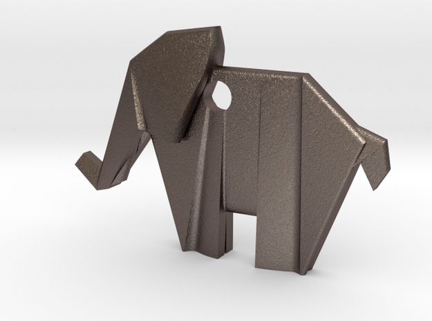 Origami elephant emphasis in Polished Bronzed Silver Steel