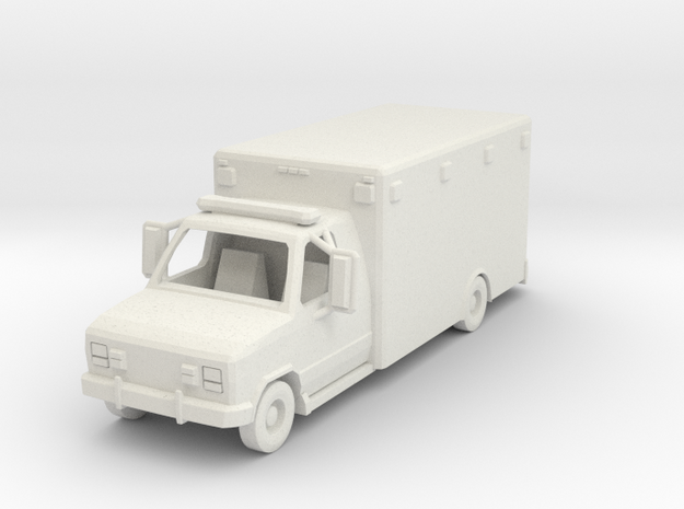Ambulance 01. HO Scale (1:87) in White Natural Versatile Plastic