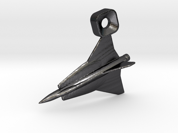 Saab Draken Keychain in Polished and Bronzed Black Steel