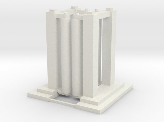 'HO Scale' - Wash Station - Double Unit in White Natural Versatile Plastic