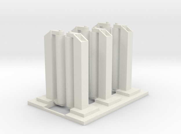 'HO Scale' - Wash Station - (3) Single Units in White Natural Versatile Plastic
