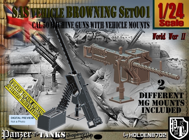 1/24 Browning cal 50 M2 set001 in Tan Fine Detail Plastic