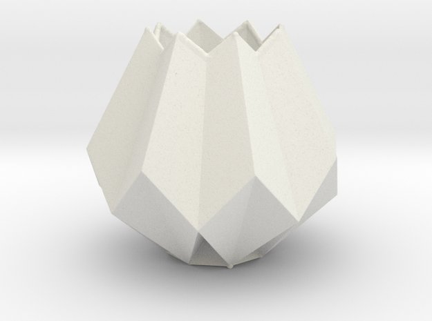 Low Poly Folded Vase in White Natural Versatile Plastic