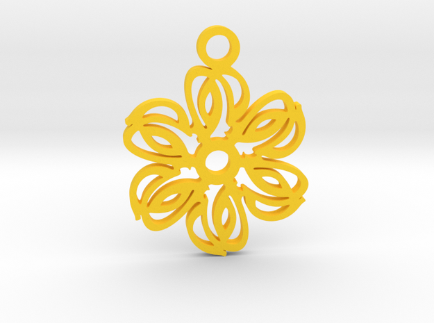Exotic flower. Pendant in Yellow Processed Versatile Plastic