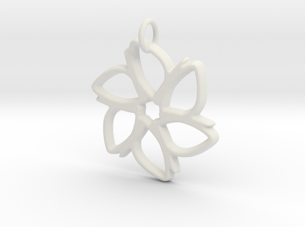 Six-Petaled Flower Pendant in White Natural Versatile Plastic