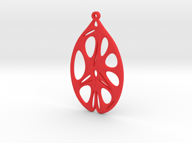 Voronoi Catenoid Curve Earring (001) in Red Processed Versatile Plastic