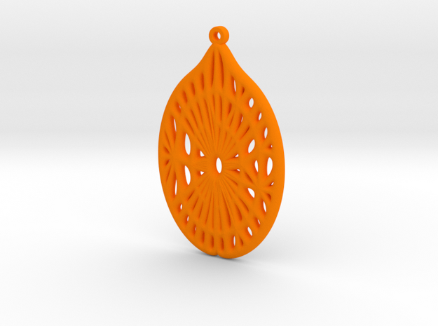 Voronoi Catenoid Curve Earring (001c) in Orange Processed Versatile Plastic
