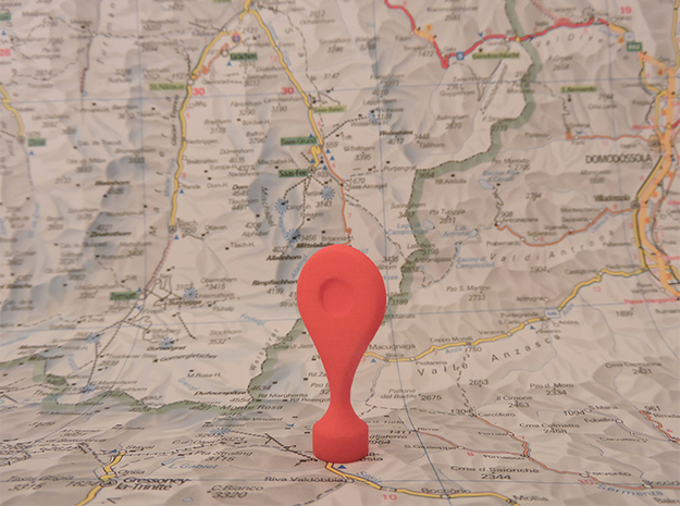 Google Maps Marker - Magnet (no hole) in Red Processed Versatile Plastic