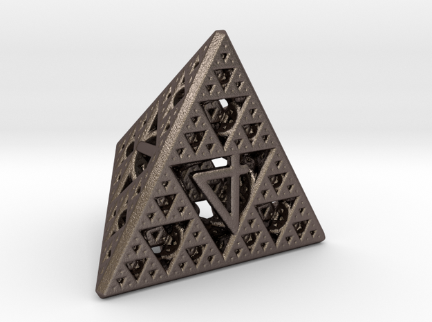 Mathematician's Dice D4 in Polished Bronzed Silver Steel