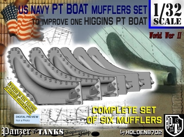 1/32 PT Boat Higgins Muffler Set101 in Tan Fine Detail Plastic