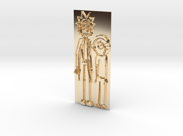 Rick And Morty Pendant in 14K Yellow Gold