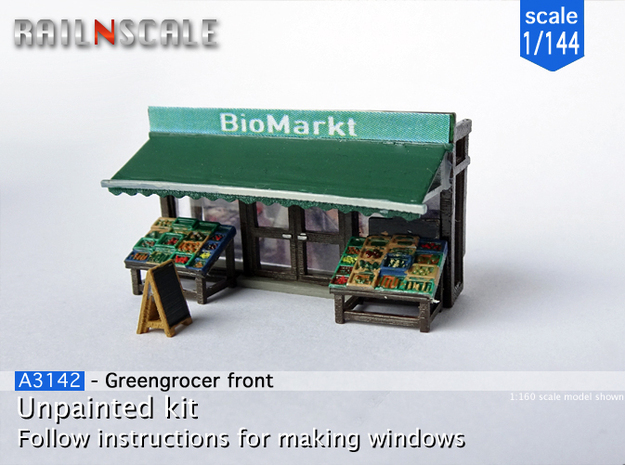 Greengrocer front (1:144) in Gray Fine Detail Plastic