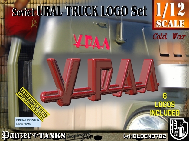 1/12 Ural Truck Logo Set in Tan Fine Detail Plastic